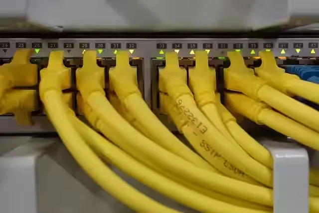 Cableado organizado en un panel de red